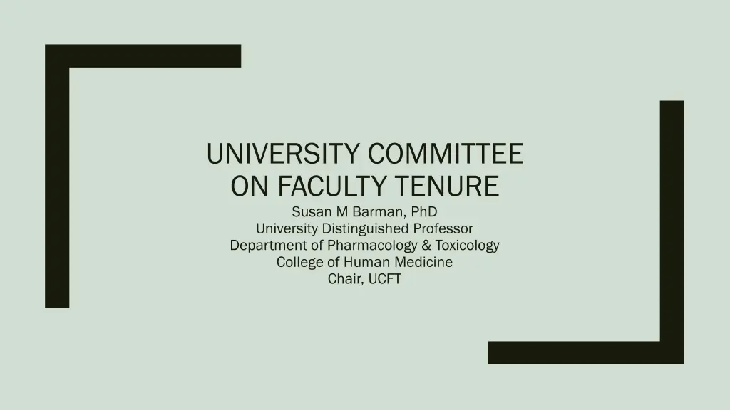 university committee on faculty tenure susan n.w