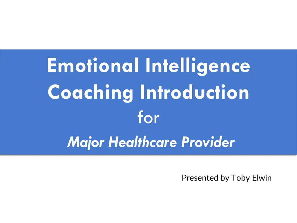 emotional intelligence coaching introduction n.w