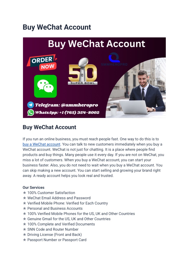 buy wechat account n.w