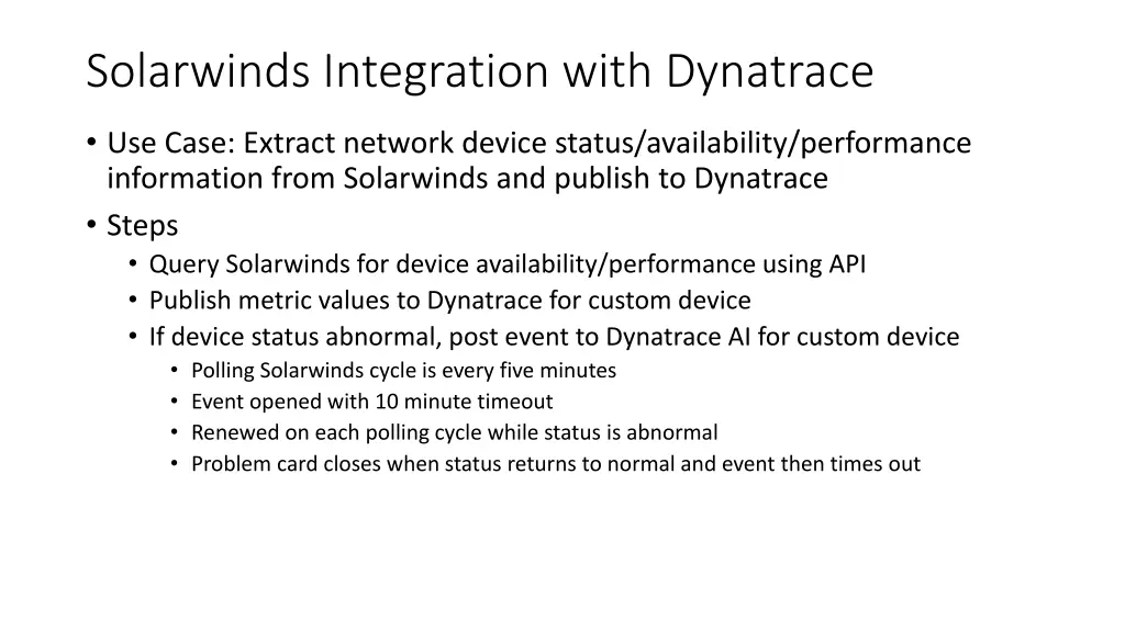 solarwinds integration with dynatrace n.w
