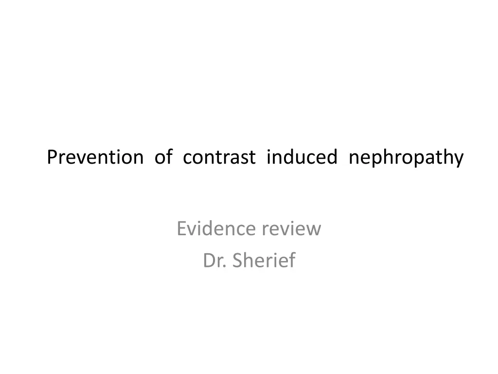 prevention of contrast induced nephropathy n.w
