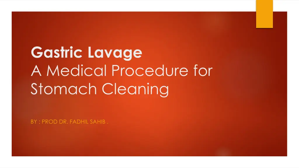 gastric lavage a medical procedure for stomach n.w
