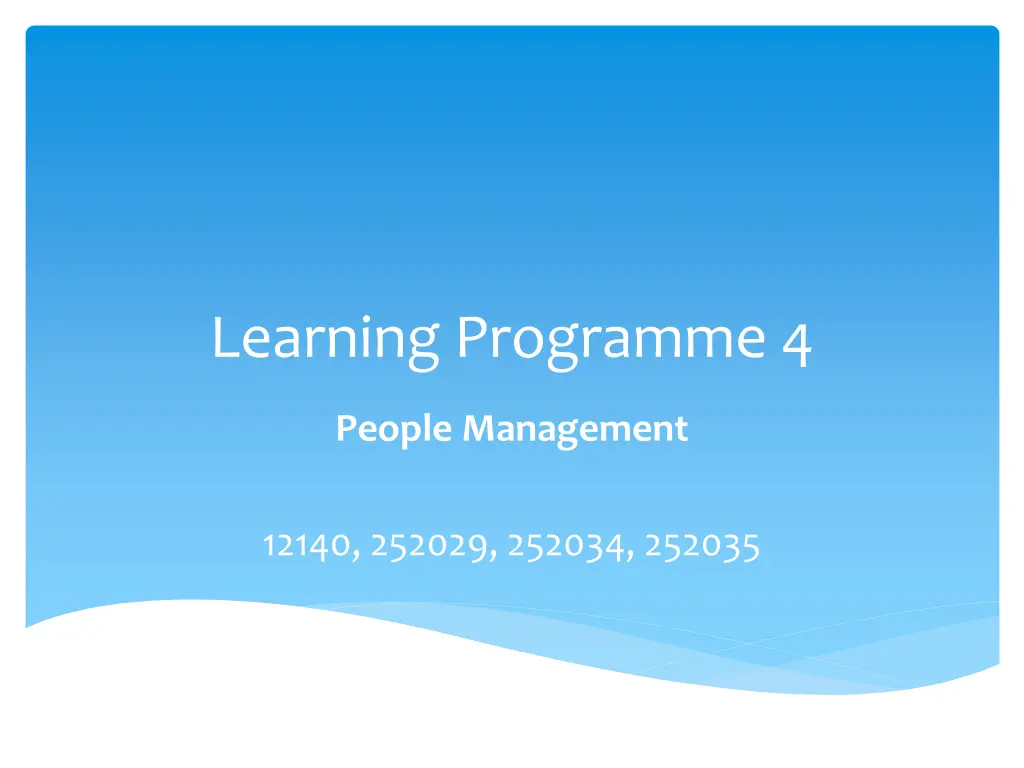 learning programme 4 n.w