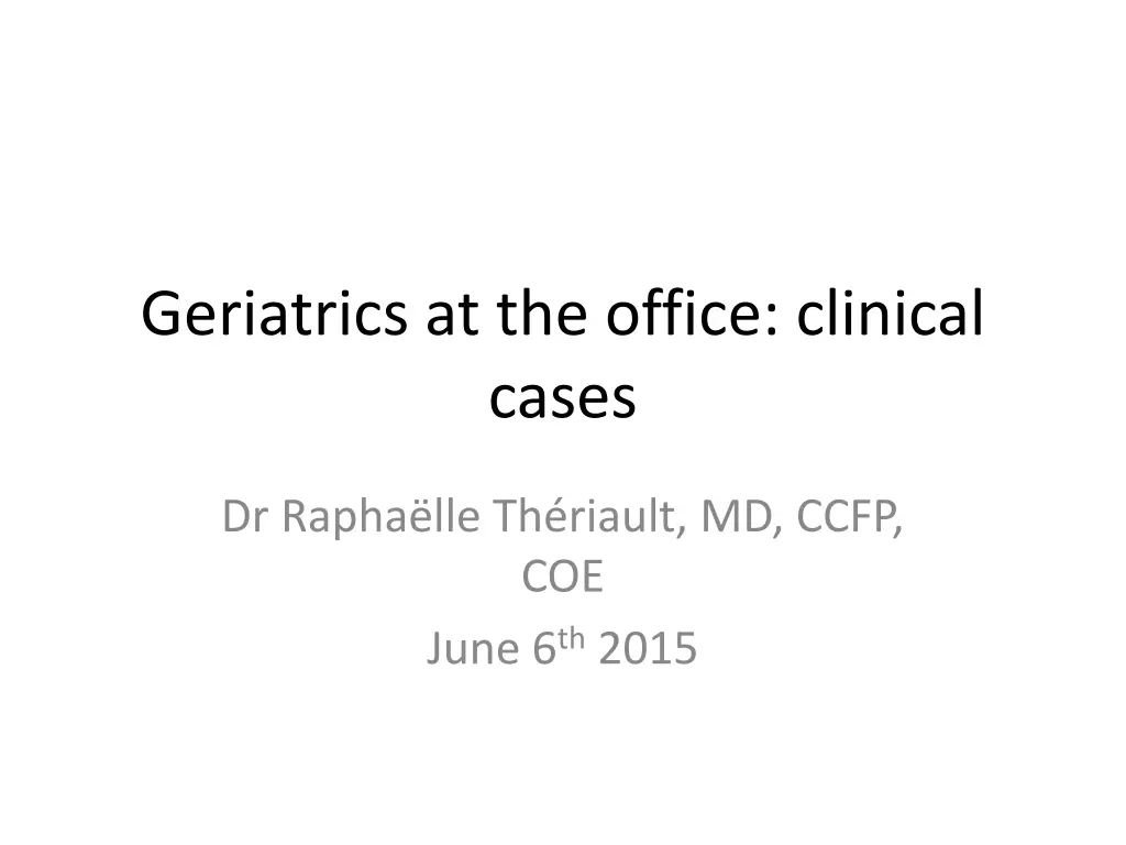 geriatrics at the office clinical cases n.w
