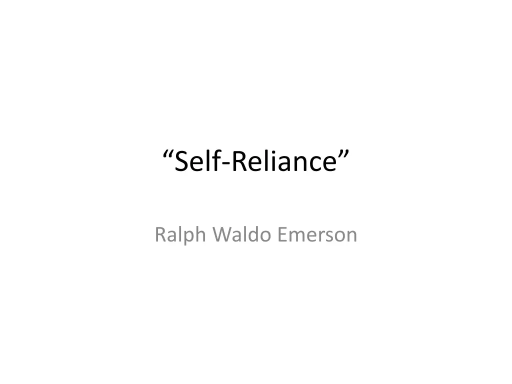 self reliance n.w