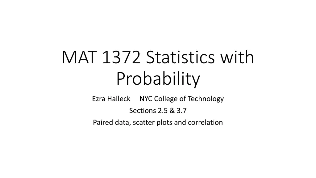 mat 1372 statistics with probability n.w