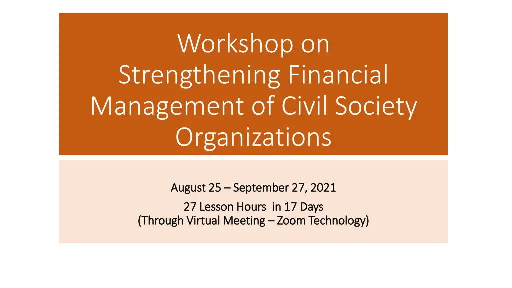 workshop on strengthening financial management n.w