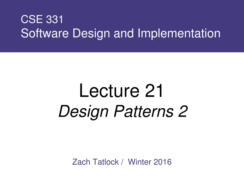 cse 331 software design and implementation n.w