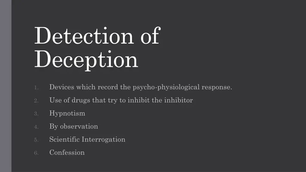 detection of deception n.w