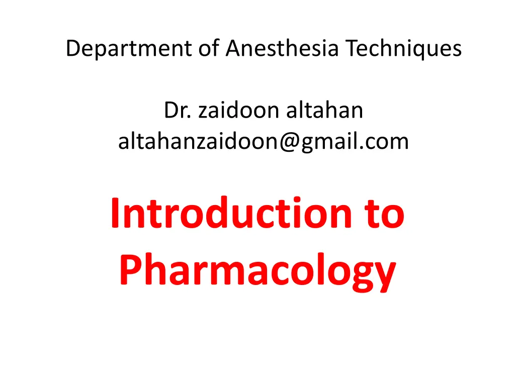department of anesthesia techniques n.w