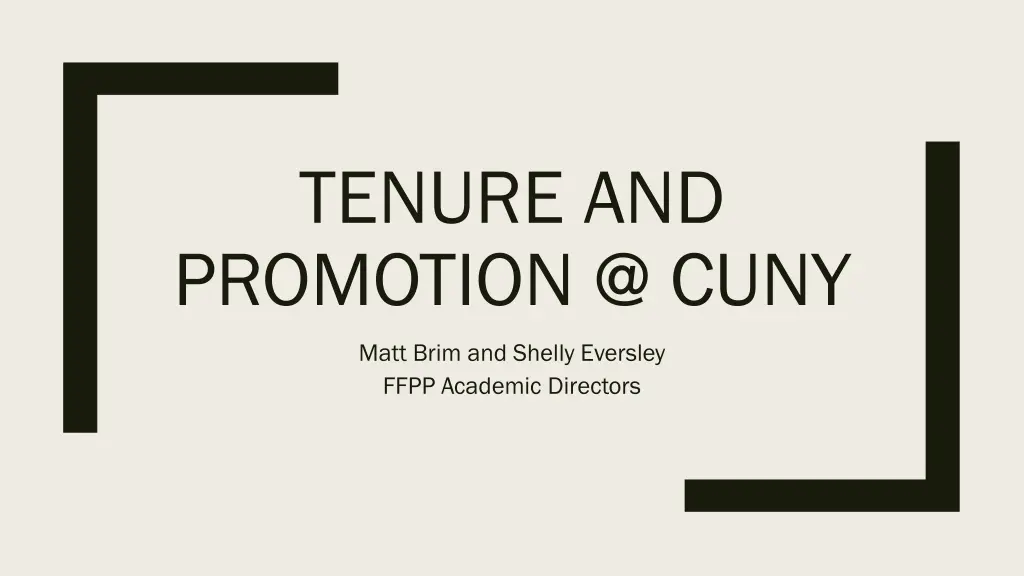 tenure and promotion @ cuny n.w