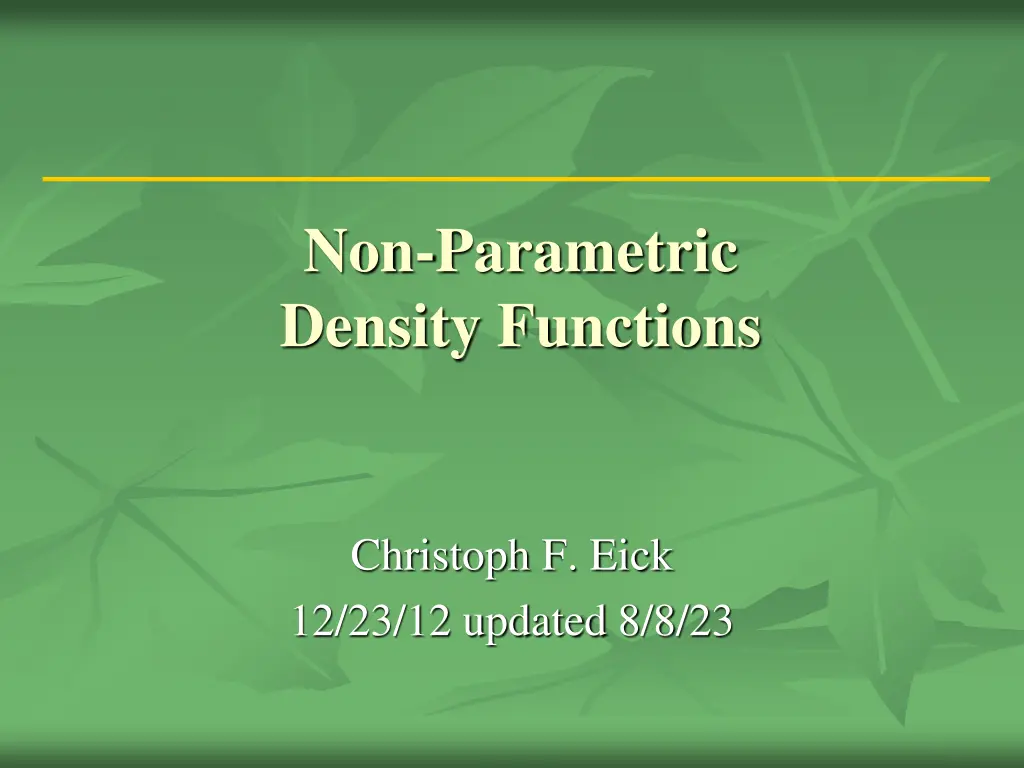 non parametric density functions n.w