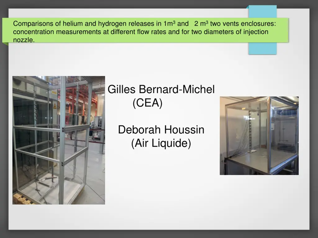 comparisons of helium and hydrogen releases n.w