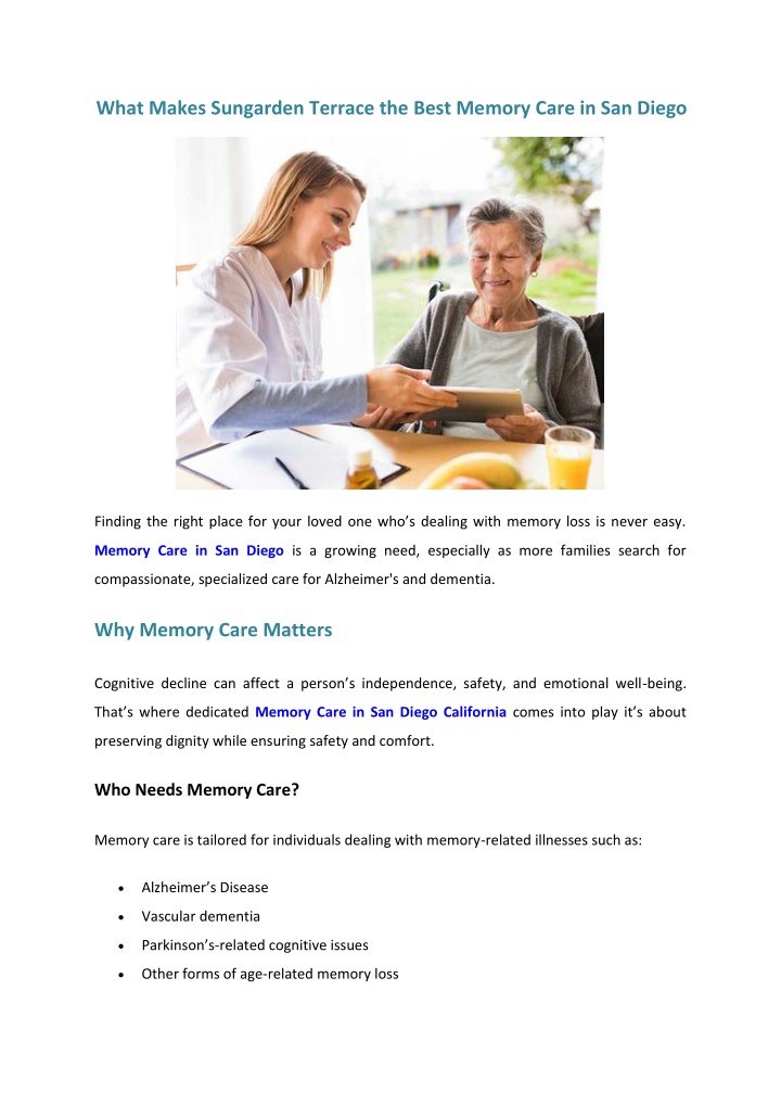 what makes sungarden terrace the best memory care n.w