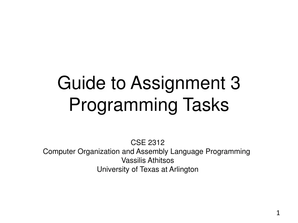 guide to assignment 3 programming tasks n.w