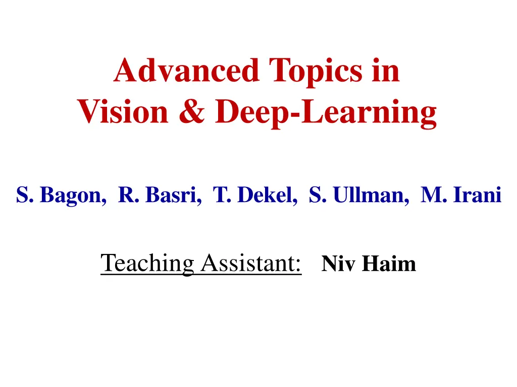 advanced topics in vision deep learning n.w