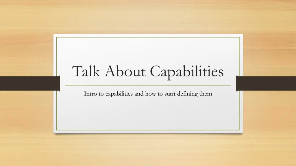 talk about capabilities n.w