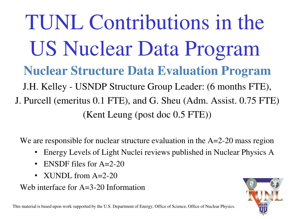 tunl contributions in the us nuclear data program n.w