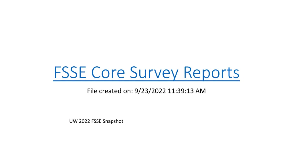 fsse core survey reports n.w