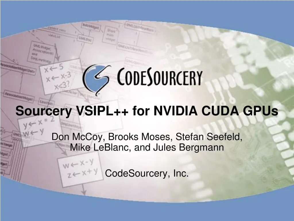 sourcery vsipl for nvidia cuda gpus n.w