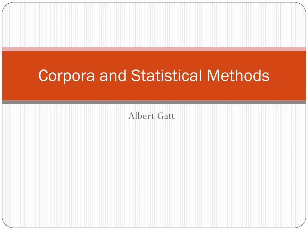 corpora and statistical methods n.w