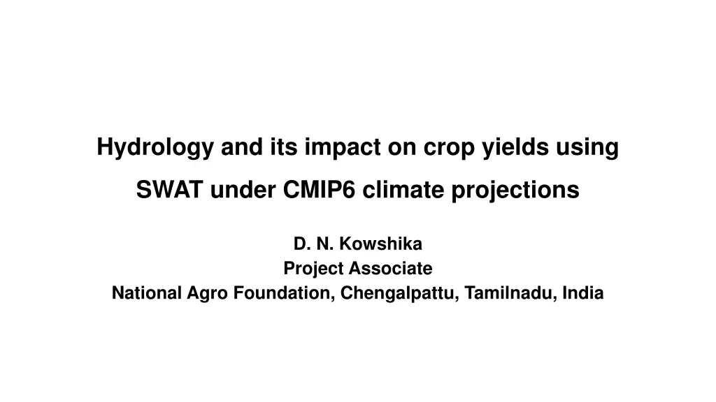 hydrology and its impact on crop yields using n.w