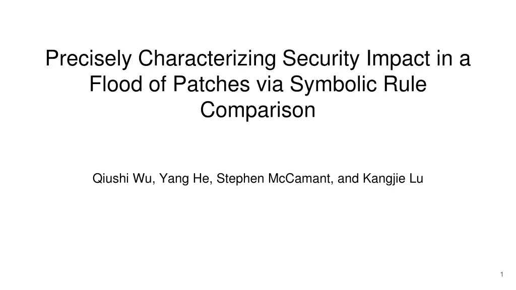 precisely characterizing security impact n.w