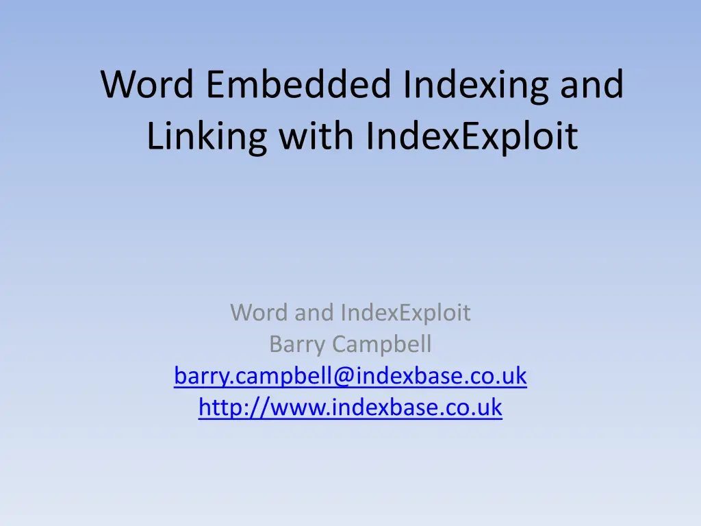 word embedded indexing and linking with n.w
