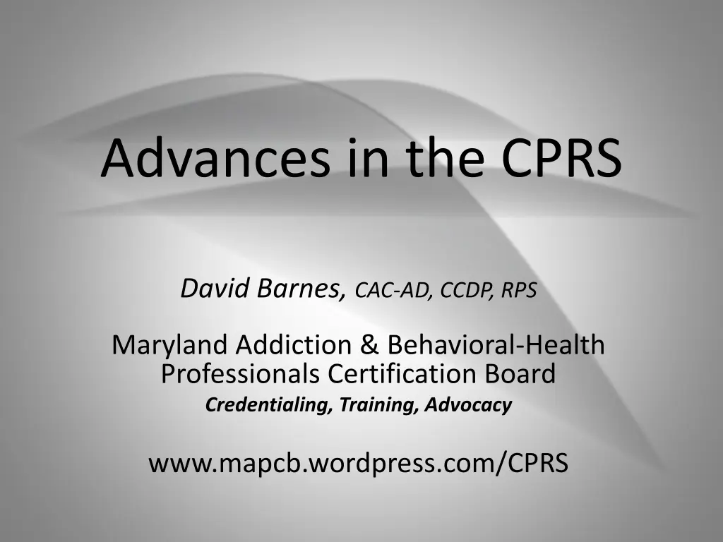 advances in the cprs n.w