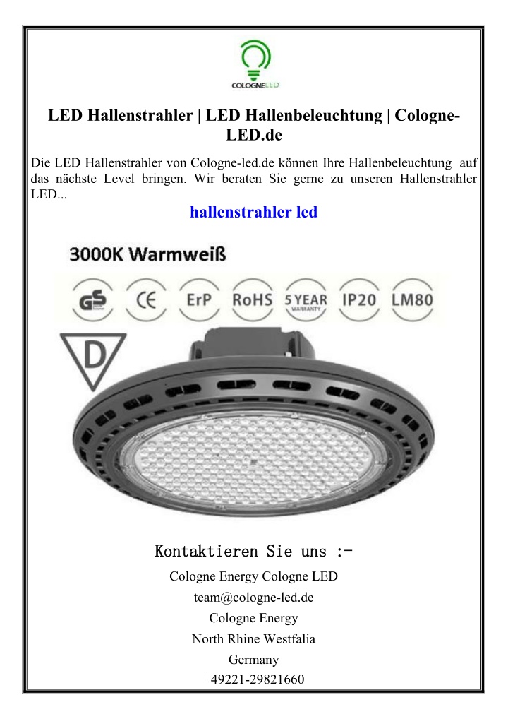 led hallenstrahler led hallenbeleuchtung cologne n.w