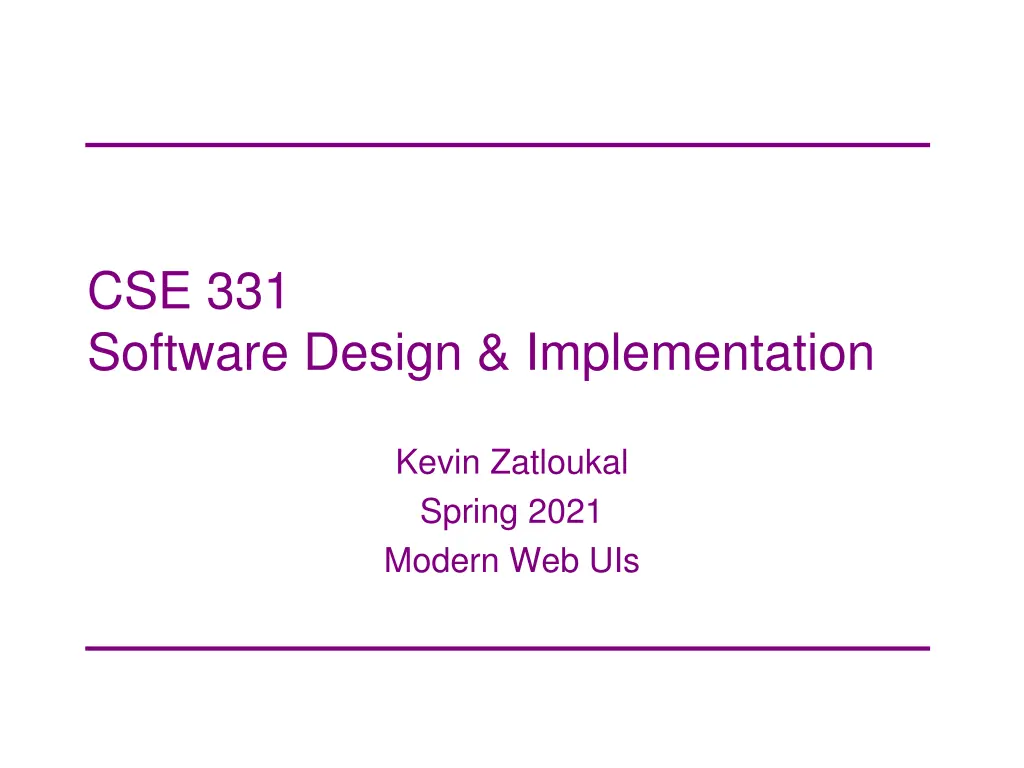 cse 331 software design implementation n.w