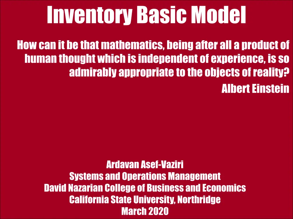 inventory basic model n.w