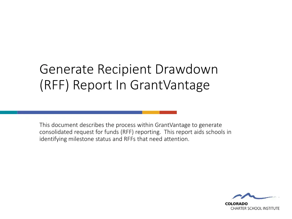 generate recipient drawdown rff report n.w
