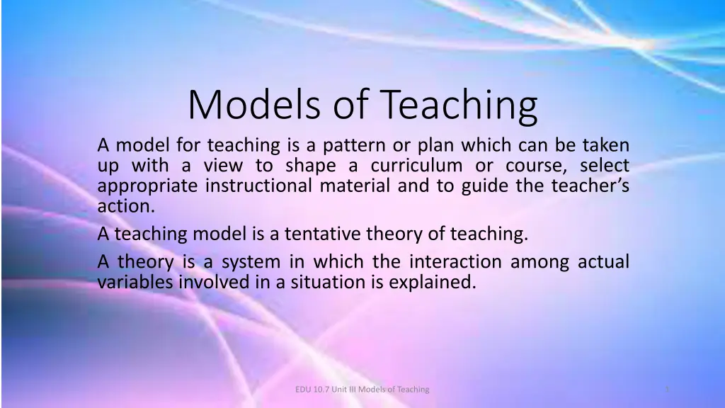 models of teaching a model for teaching n.w