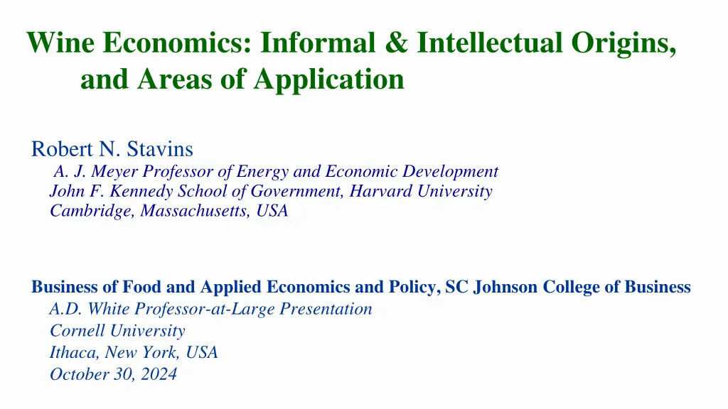 wine economics informal intellectual origins n.w