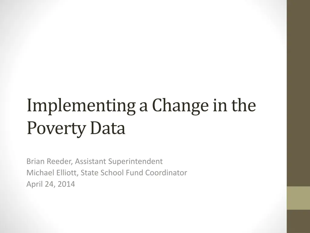 implementing a change in the poverty data n.w