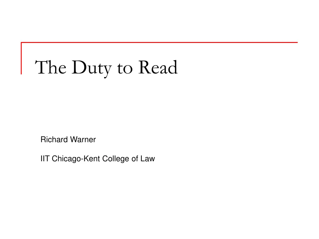 the duty to read n.w