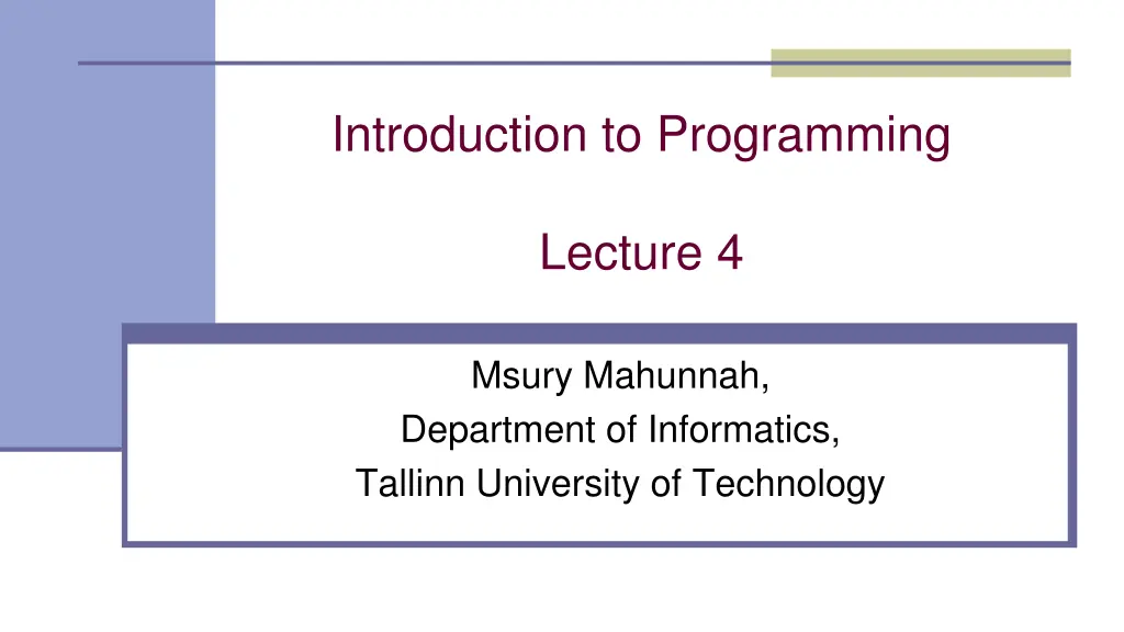 introduction to programming n.w