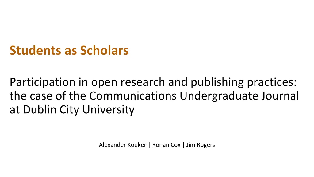 students as scholars n.w