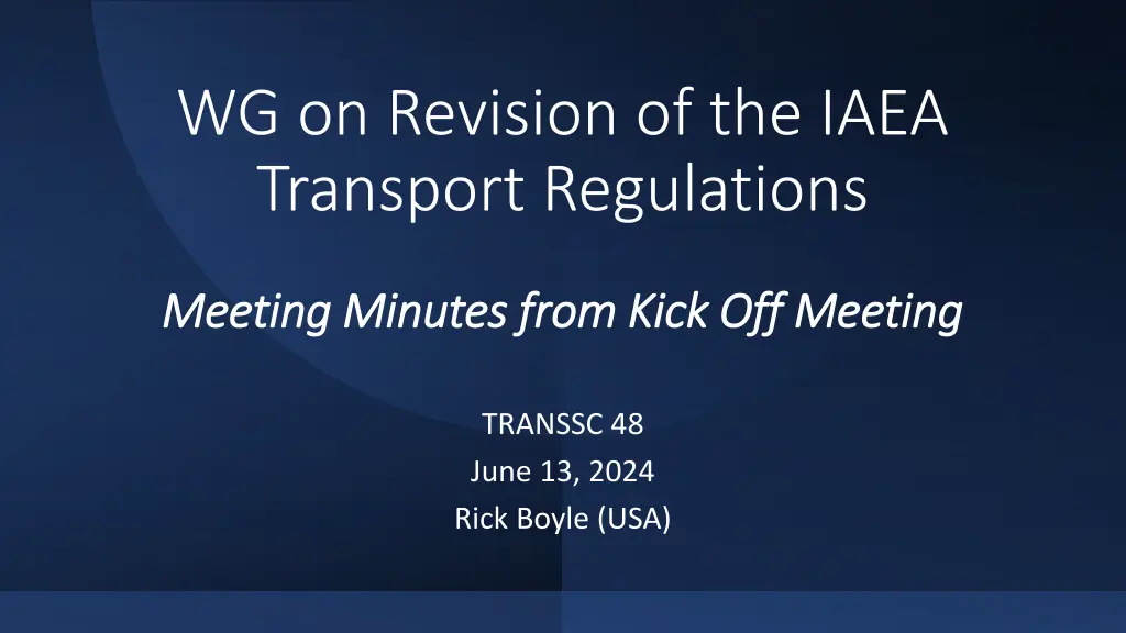 wg on revision of the iaea transport regulations n.w