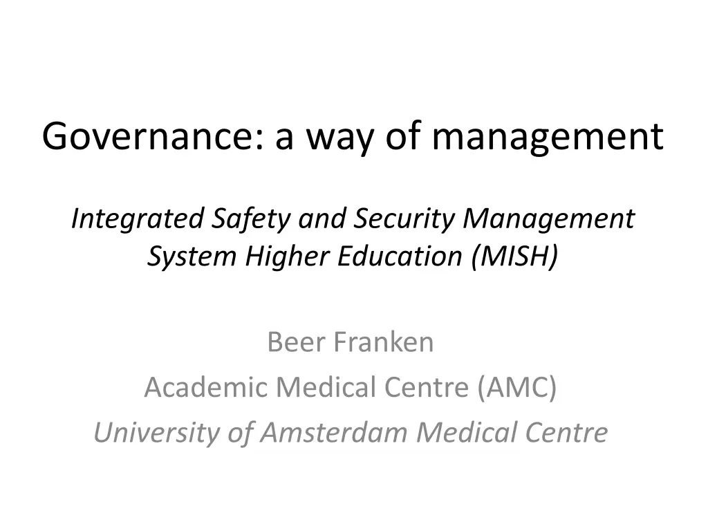 governance a way of management n.w
