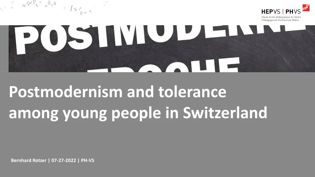 postmodernism and tolerance among young people n.w