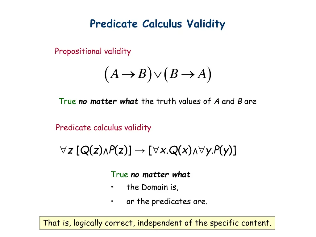 predicate calculus validity n.w
