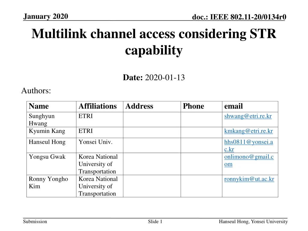 january 2020 multilink channel access considering n.w