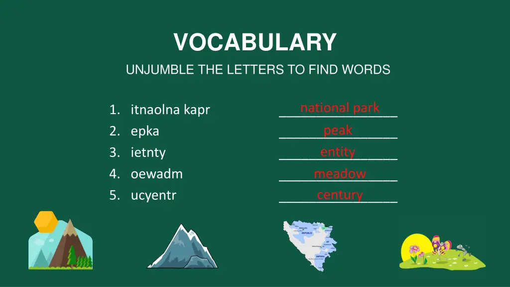 vocabulary unjumble the letters to find words n.w
