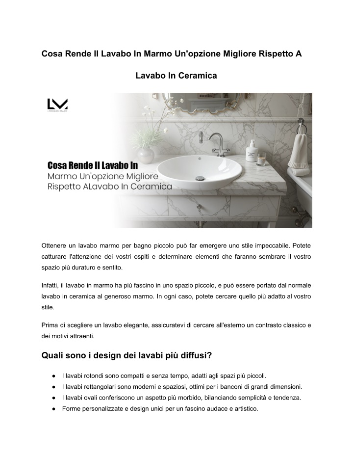 cosa rende il lavabo in marmo un opzione migliore n.w