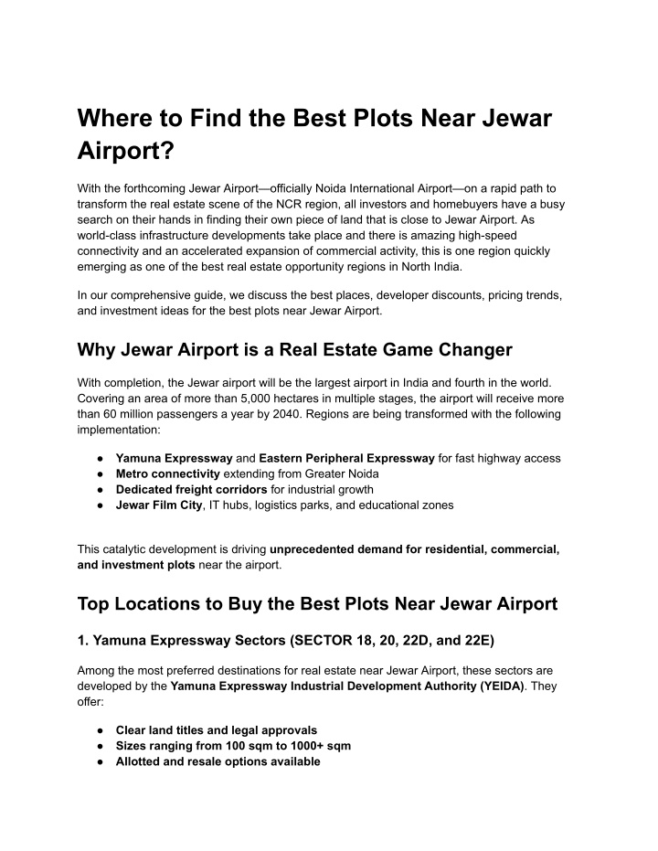 where to find the best plots near jewar airport n.w