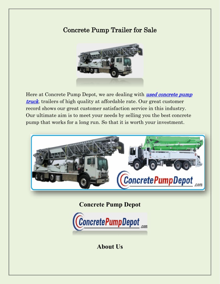 conc concrete pu rete pump n.w