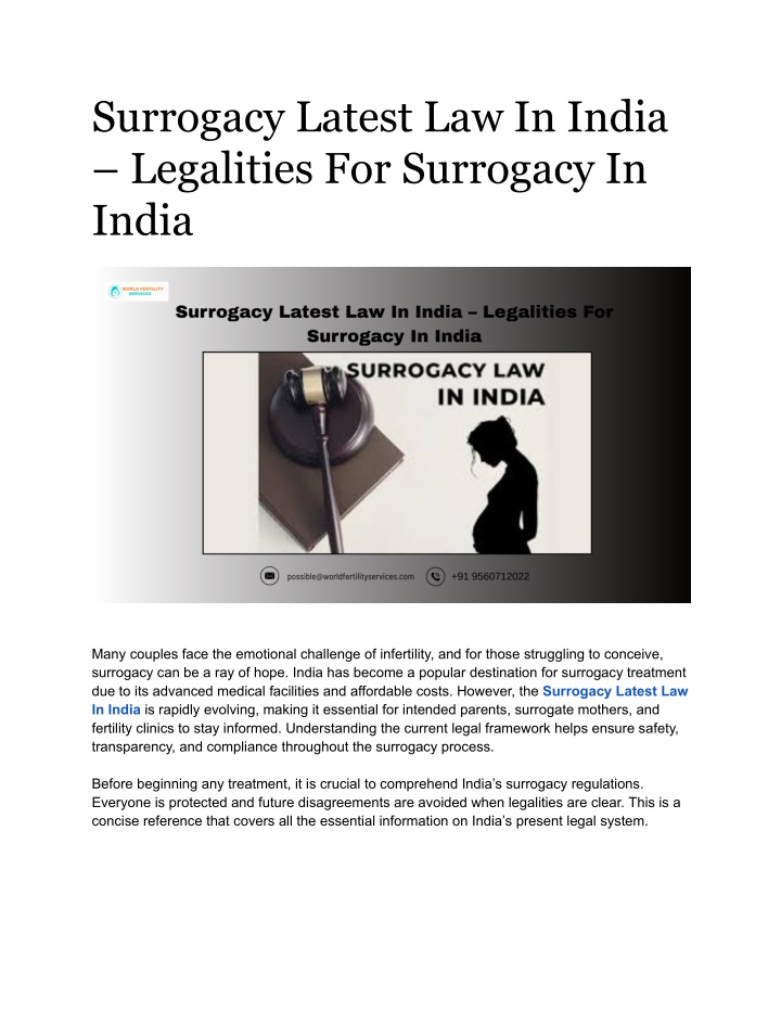 surrogacy latest law in india legalities n.w