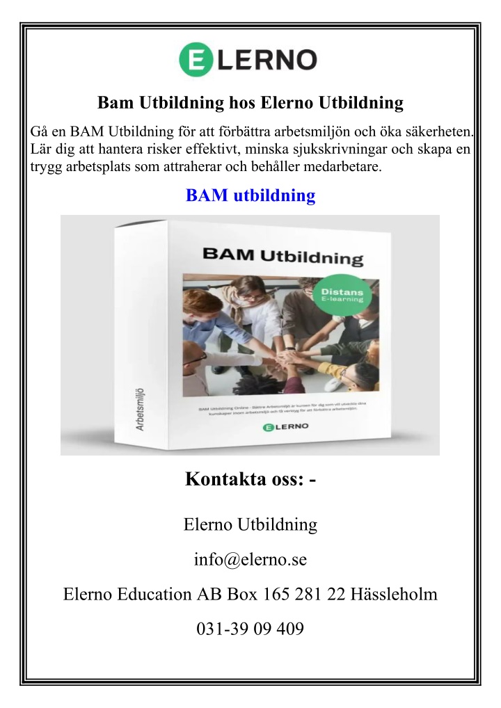 bam utbildning hos elerno utbildning n.w